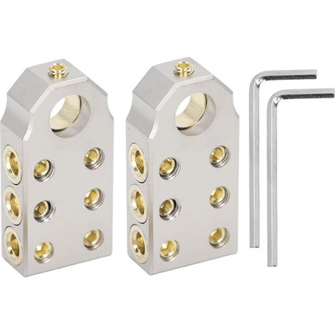 Bornes de batterie en alliage de zinc 6 voies - Universelles pour voitures, camping-cars, poids lourds (lot de 2) (1/5)
