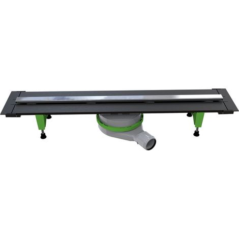 Swiss Aqua Technologies – Caniveau de douche plein pied à l'italienne 100cm – Acier inoxydable satiné – Pieds réglables 85mm – Siphon DN 40/50 compris