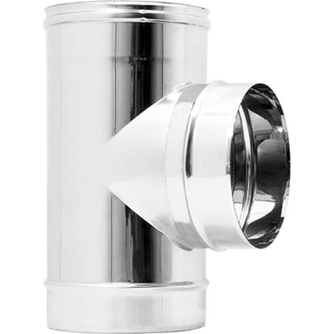 Raccordo a Tee 90 ° Maschio Centrale Monoparete Acciaio INOX AISI Ø 130 EUF
