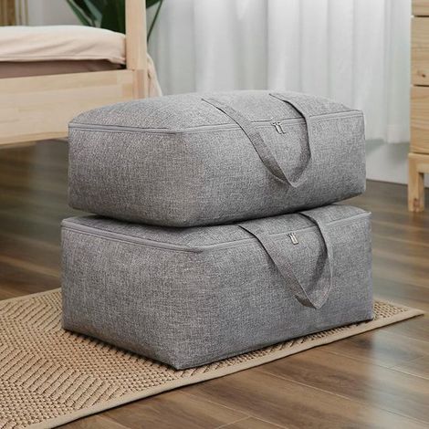 Sac de rangement taille L pour vêtements, couettes et oreillers, housse textile pliable avec grande capacité, organisateur de rangement (1/3)