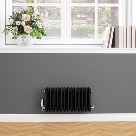 Biubiubath Traditional Cast Iron Style Radiator Horizontal 4 Column Black 300x605mm