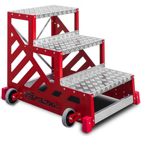 Taburete prof esional con ruedas para la industria de 4 peldaños. Último peldaño de 50 cm. (Se envía montado) SGAS04XL-M FARAONE (1/4)