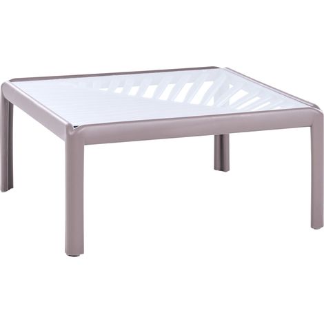 Tavolino da giardino moderno 69 x 69 cm Struttura sintetica tortora Ferretti