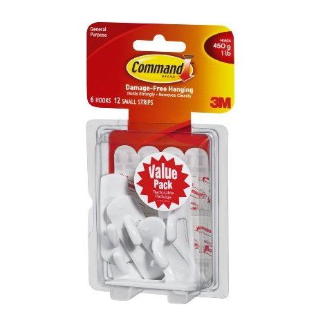 Command 17002-VP Petits crochets avec bandes adhesives Pack economique (1/5)