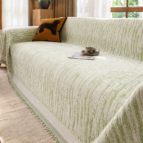 Jeté de Canapé en Chenille Uni - Vert Plaid Couverture Moderne 180 x 340 cm 1,85 kg – Livraison gratuite (1/3)