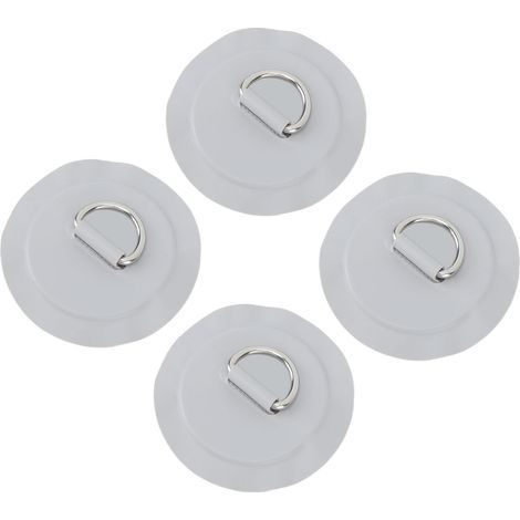 Leichter, runder PVC-Flicken mit D-Ring für Schlauchboote, Surfbretter und Stand-Up-Paddleboards, 4er-Pack, grau (1/5)