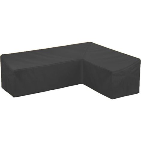 Ecksofa-Überzug für L-förmiges Sofa, wasserdichte Gartenmöbelabdeckung aus Oxford-Gewebe, Schwarz – 286 x 286 x 82 cm