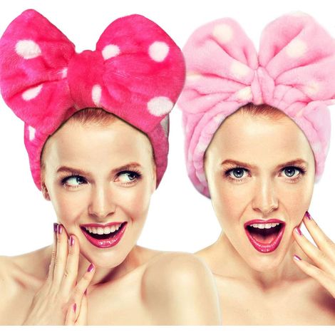 Lot de deux bandeaux avec nœud pour nettoyage du visage et spa accessoire de coiffure confortable et chic (1/5)
