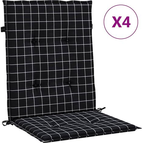 Coussins de chaise à dossier bas lot de 4 noir à carreaux tissu (1/5)