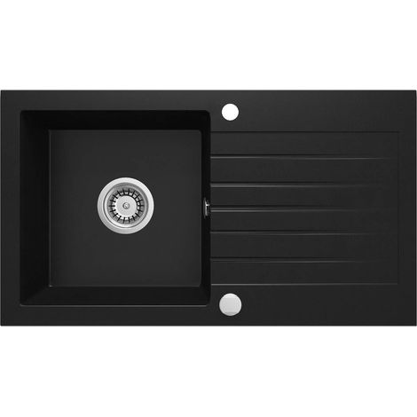 Lavello cucina in granito con 1 vasca e gocciolatoio 76x44 cm nero - Zeno