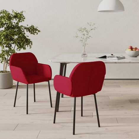 Lot de 2 Chaises Chaises de salle à manger Chaise de cuisine Rouge bordeaux Velours 78263 (1/5)