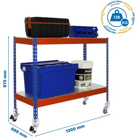 Simonrack Moderne blaue Regale mit verzinkten orangefarbenen Akzenten
