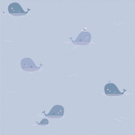 Children wallpaper wall Profhome 381441 non-woven wallpaper slightly textured with pattern for kids matt blue grey white 5.33 m2 (57 ft2) (1/5)