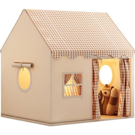 Casita de juegos infantil de interior,Tienda de princesa con ventana,Espacio confortable,120105128 cm,Blanco roto (1/5)