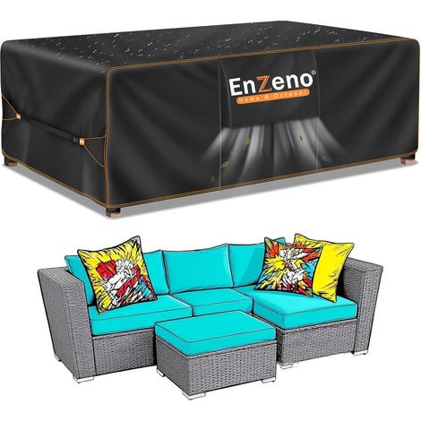 Housse Salon de Jardin Exterieur,Housse Table de Jardin Imperméable,420D Tissu Oxford ,Bache Protection pour Meubles avec évent(200x160x74cm) (1/5)