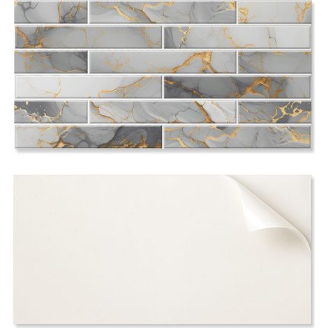 Panel decorativo de vinilo con gr谩ficos para cocina o ba帽o, 100x50 cm, elegante dise帽o de m谩rmol.