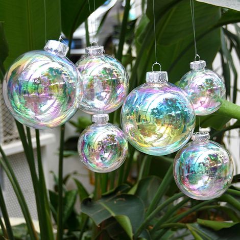 Boules De Noël - Boules À Suspension En Plastique Transparentes Iridescentes - Pour Décoration Intérieure Et Extérieure - Lot De 30 Pièces (1/5)