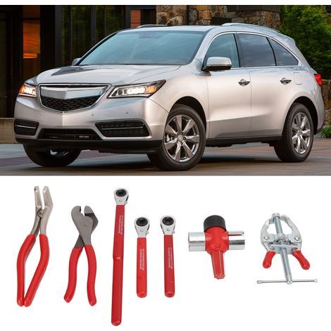 7-piece battery service tool kit with terminal pliers, wrench, brush, and extractor for automotive maintenance (1/5)