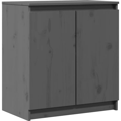 Armoire latérale décorative 60 x 36 x 65 cm rangement pratique style contemporain en bois de pin gris (1/5)