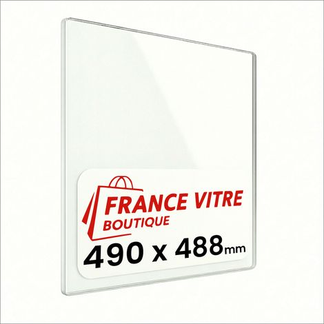 490 x 488 x 4 mm - Vitre de cheminée pour insert et poêle à bois - verre de rechange - France Vitre - jusqu'à 800°C - 488 x 490 x 4 mm (1/5)