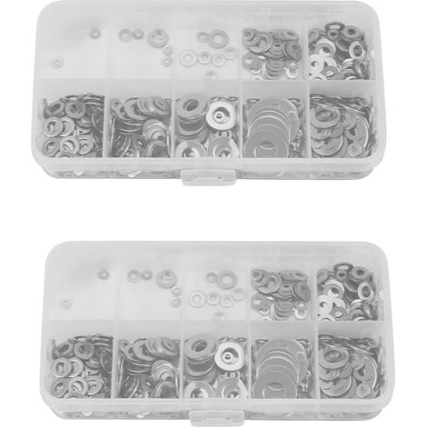 1200Pcs/Set Kit D'Assortiment de Joints D'Étanchéité pour Rondelle Plate en Acier Inoxydable M1.6 M2 M2.5 M3.5 .5 M5 M6 M8 M10 (1/5)