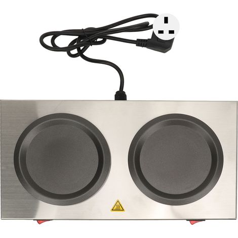 Plaque chauffante double pour café, réchaud à décanter portable en acier inoxydable, standard pour café et salon de pause, prise britannique 220V (1/5)