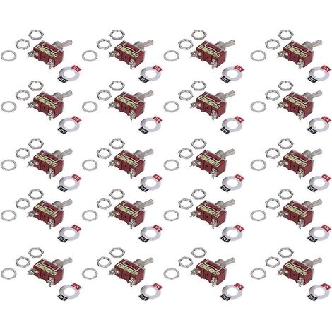 20 interrupteurs à bascule tripolaires à deux positions, autobloquants, à bornes à vis, 250 V CA, 15 A (1/4)