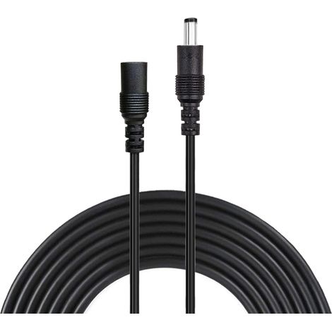 5 Mètres Rallonge Cordon d'alimentation DC 2,1mm x 5,5 mm Mâle à Femelle Connecteur pour Adaptateur Secteur, LED, CCTV Camera Power, Voiture, Moniteurs, et Plus, Noir (1/5)