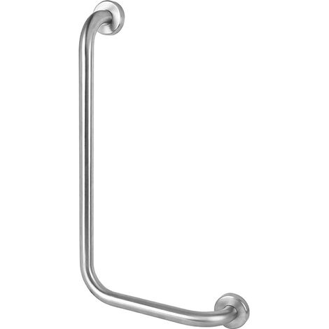 Corrimano angolare di sicurezza 35x65 cm con montante a sinistra in acciaio cromo