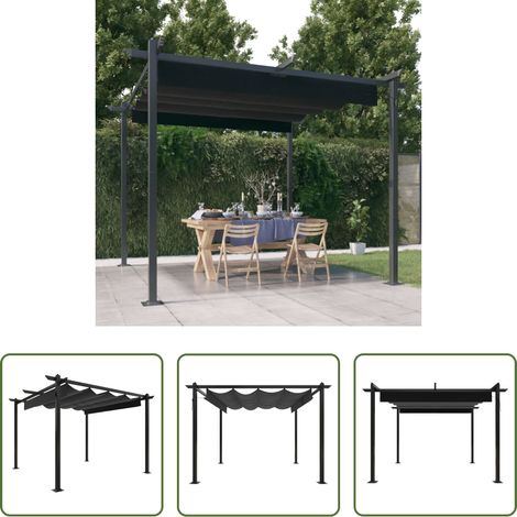 vidaXL Ombrelle extérieure -  Tonnelle de jardin avec toit rétractable 3x3 m Anthracite (1/5)