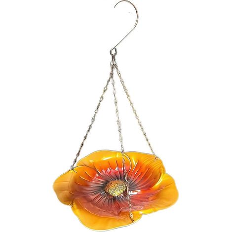 Mangeoire suspendue pour oiseaux, mangeoire en métal pour l'extérieur, abreuvoir pour abeilles, bol en forme de fleur, résistant aux intempéries pour jardin et cour. (1/5)