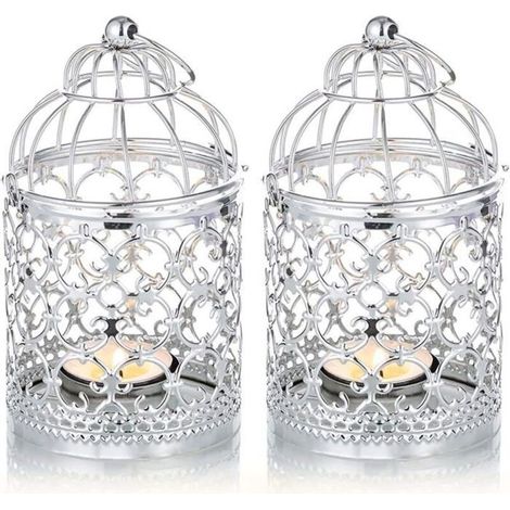 Set di lanterne decorative in metallo per gabbie per uccelli, lanterna decorativa in ferro per candele natalizie, lanterna sospesa, la (1/5)