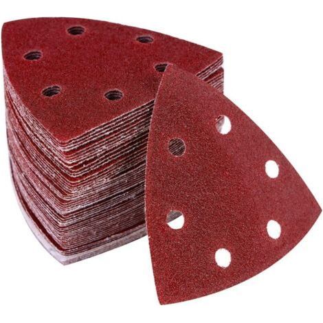 50pcs Sheets Grit Triangle Sanding Pads Paper Discs Sander Grinder,6 Holes (1/5)