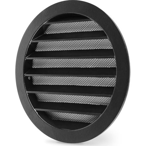 Griglia di ventilazione rotonda, 115 mm, con zanzariera in alluminio, adatta per camper e garage, nera. (1/5)