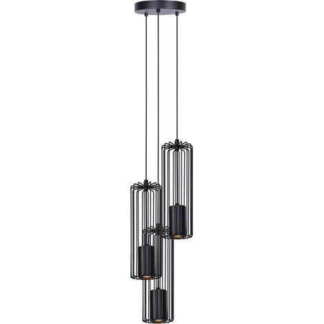 Suspension tube Kaja Falcon noir métal 3xGU10 115cm (1/5)