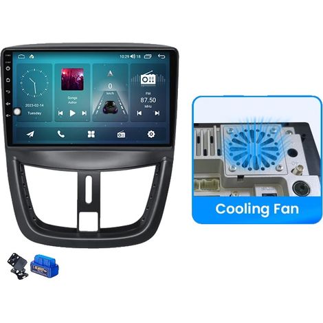 Reproductor de radio para coche, tamaño de pantalla, sistema de navegación, compatible con Peugeot 207 / 207CC (2006-2015), V1 (4GB 32GB) OBD Cam (1/2)