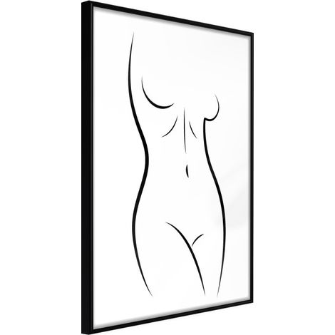 Affiche Murale Encadrée "Minimalist Nude" 30 x 42 cm Noir