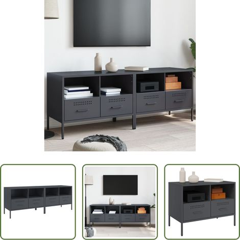Meuble tv industriel -  Meubles TV 2 pcs anthracite 68x39x50,5 cm acier (1/5)