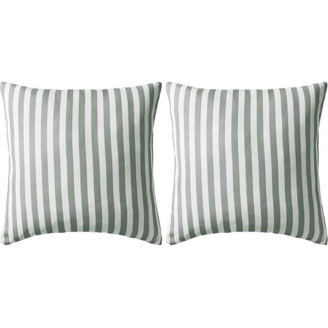 Coussins de jardin, lot de 2, à rayures, 45 x 45 cm, gris