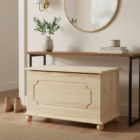Dmora Banc conteneur, en pin massif coloris naturel, 89x47x53 cm (1/5)