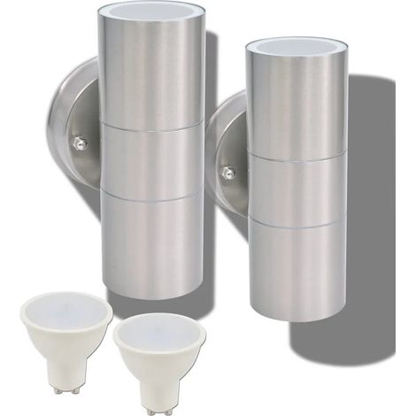Set di 2 applique LED moderne da esterno 90 x 16 cm design elegante in acciaio inox argentato 020045869