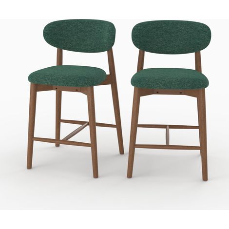 Lot de 2 chaises pour ilot central 64,5 cm en tissu vert sapin - Yuna (1/5)