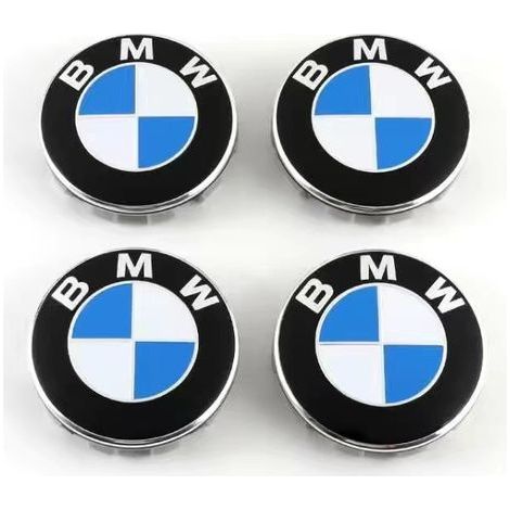 Convient pour le logo de moyeu de roue BMW - voiture 68 mm - lot de 4, adapté pour les voitures, noir, blanc, bleu, argent (1/3)