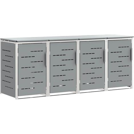 Armoire de rangement pour poubelle grise, dimensions : 276 x 77,5 x 112,5 cm (1/5)