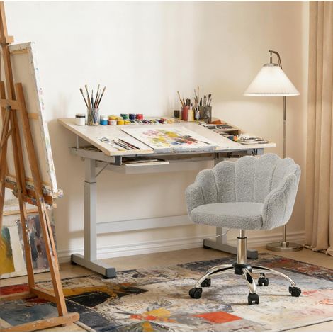 Fauteuil bureau fleur réglable gris clair OKMYHOME (1/5)