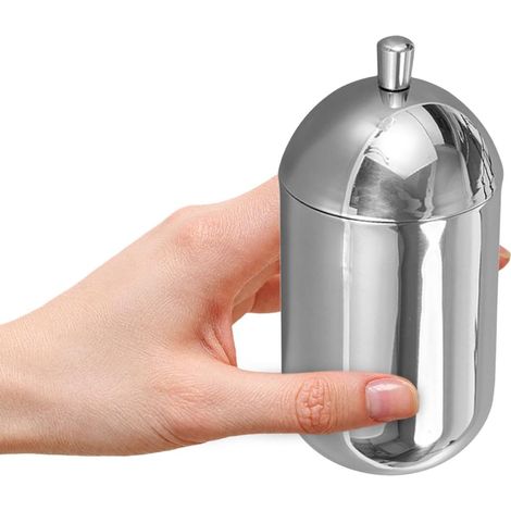 Aufbewahrungsbox – 1 Stück – Edelstahl – Staub- und wasserdichter Deckel – Für Badezimmer und Schminktisch – Silber, 14 x 7 x 7 cm (1/5)