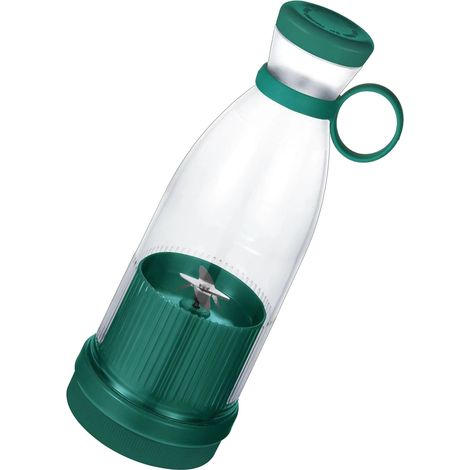 Blender portable multifonction rechargeable à 360°, mini extracteur de jus électrique portatif, idéal pour les voyages et les résidences étudiantes (vert). (1/5)