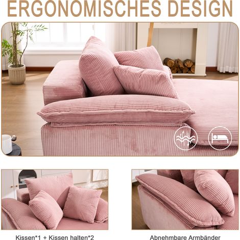 Canapé inclinable 46 cm, design épuré sans cadre, idéal lecture & détente, larges accoudoirs, livré monté (1/4)