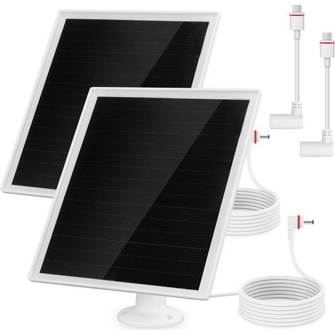 Batterie Panneau Solaire 6w pour Caméra de Sécurité, 5V Kit Panneau Solaire avec Batterie, Panneaux Solaires Étanches IP66 avec Câble de 9,8 Pieds (1/5)