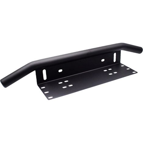 Support de plaque d'immatriculation avant noir universel pour calandre, avec support de projecteur LED intégré. (1/5)
